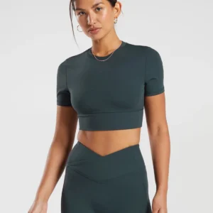 Crossover Short-Sleeve Crop Top